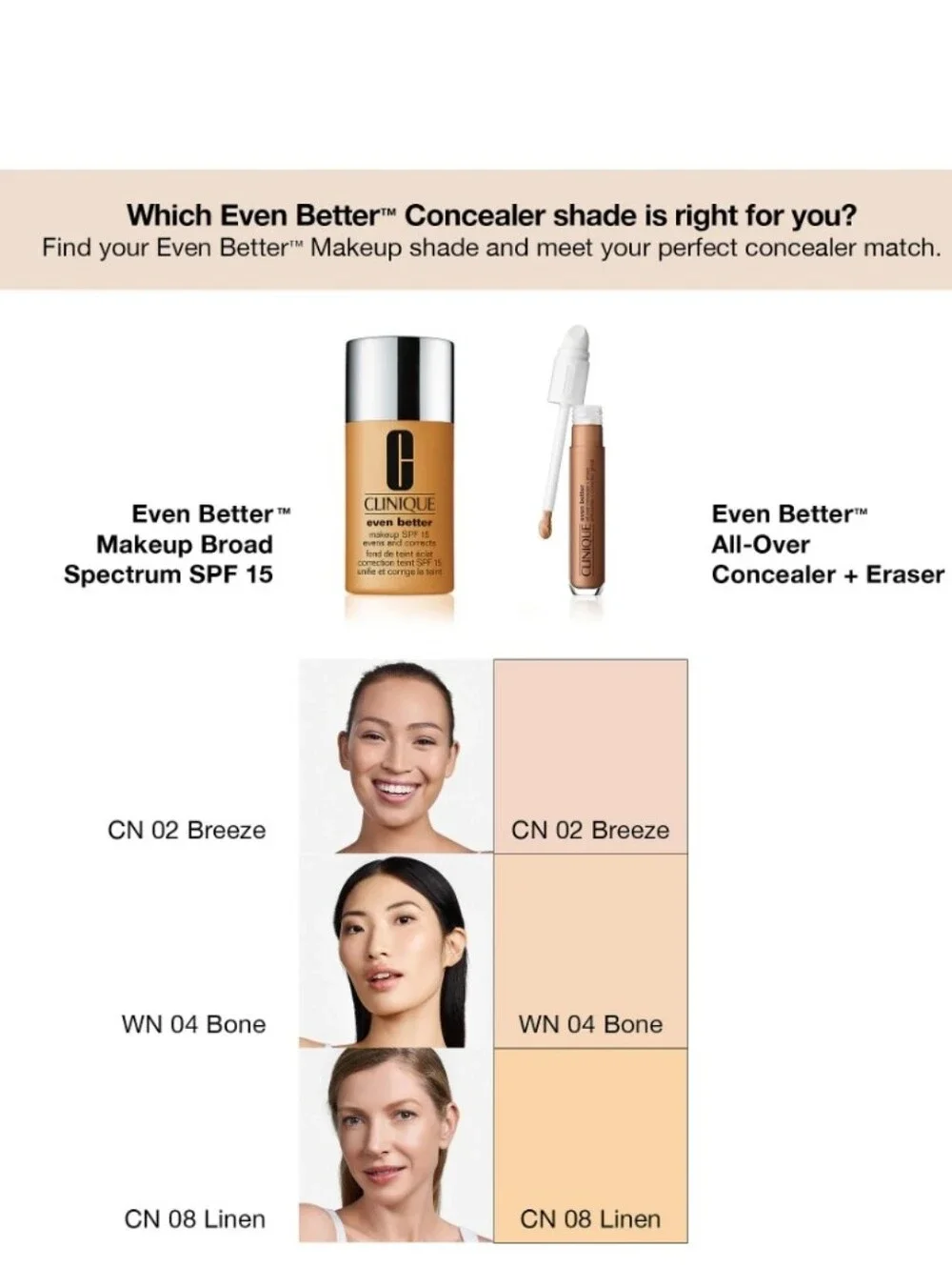 CLINIQUE CN08 Linen Even Better All-Over Concealer + Eraser